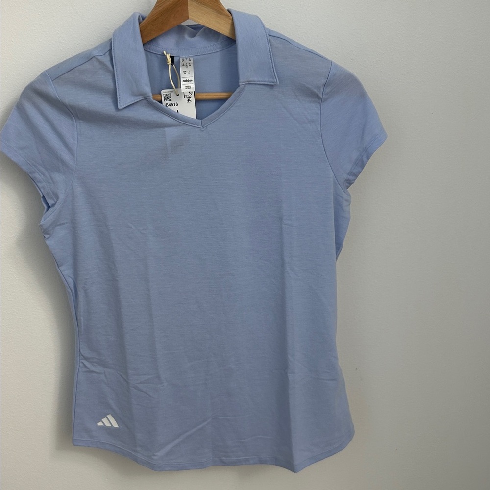 Adidas Girls Golf Polo Shirt Blue Dawn L NW
